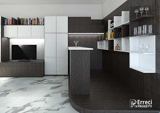 Angolo con mobile bar, render 1